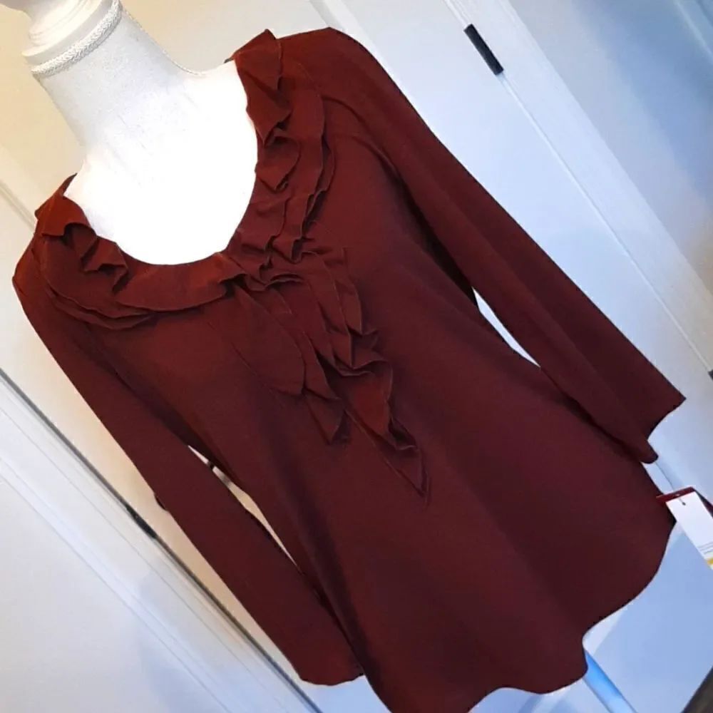 Rafaella Sienna Ruffle Neckline Blouse NWT